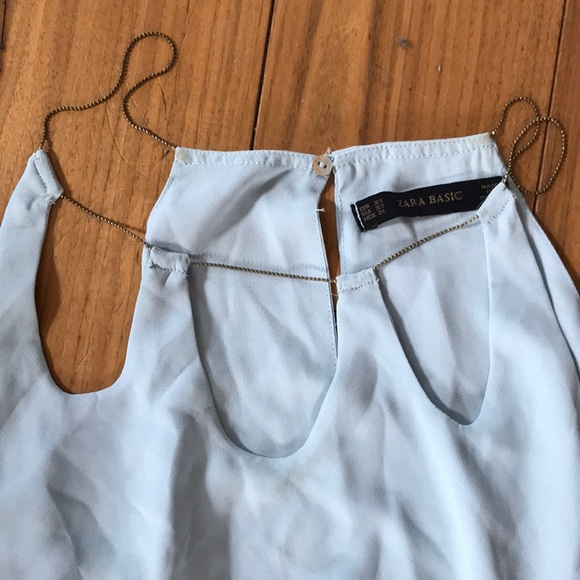 Zara Blue Chiffon Long Dress - Picture 2 of 5